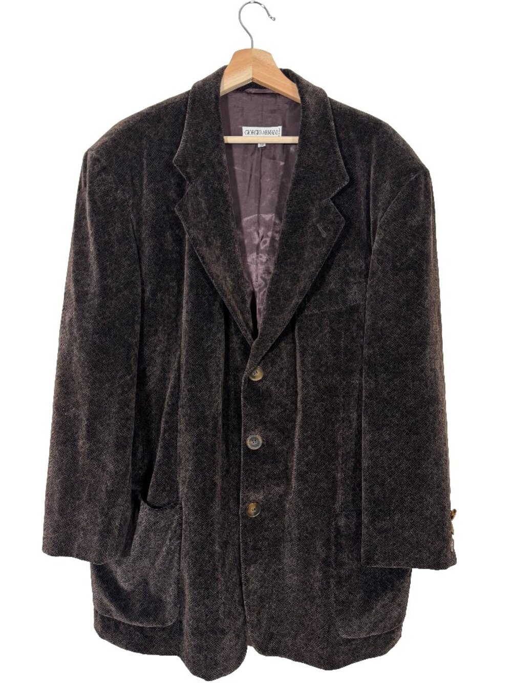 Vintage 90s Giorgio Armani Le Collezioni 3-Button Sport Jacket Brown men's 44